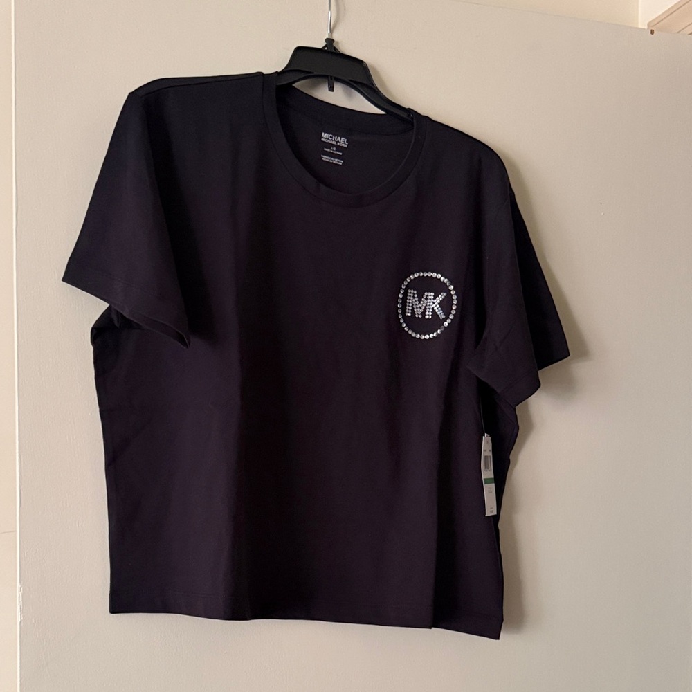 Michael Kors Black Tee with Embellished Logo